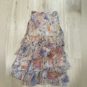 Papillon multicolored floral maxi skirt with tiered hem size Small